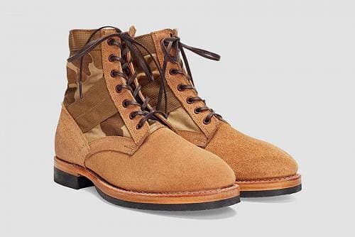 RRL Camo Canvas-Suede Boot