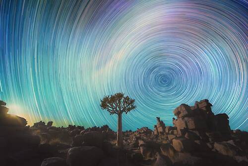 Daniel Kordan, Star Trails Captured Over the Namib Desert