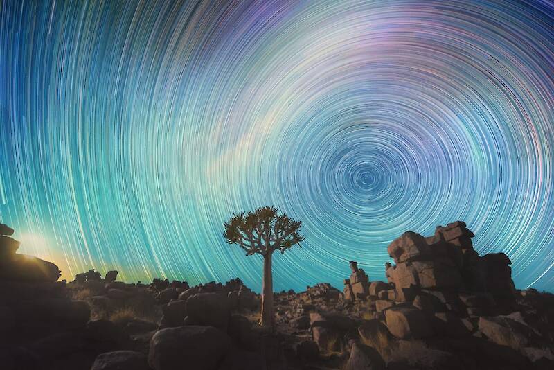 Daniel Kordan, Star Trails Captured Over the Namib Desert