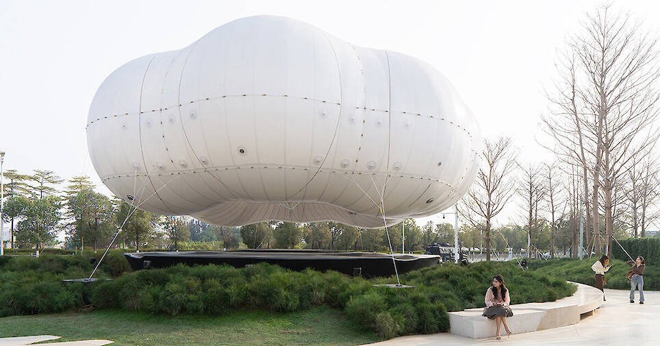 PILLS lets soft cloud-like structure drift above china using inflatable membrane technology