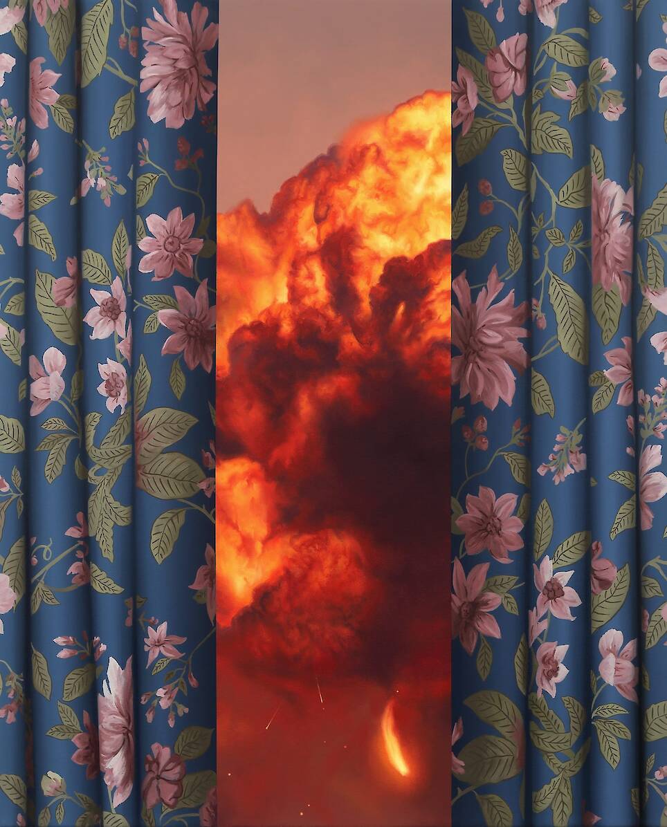 Wildfires and War Rage in Shawn Huckins’ Theatrical Paintings