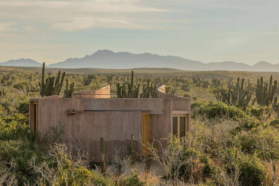 Lounging Is Mandatory at This Curving Concrete Beach House in Baja