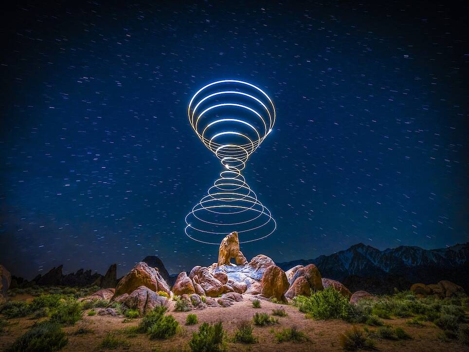 Elliot McGucken Suspends Einstein’s ‘Light Cones’ Over Desert Expanses