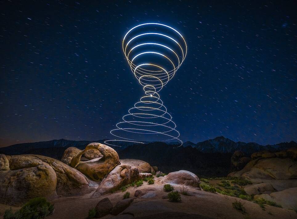 Elliot McGucken Suspends Einstein’s ‘Light Cones’ Over Desert Expanses