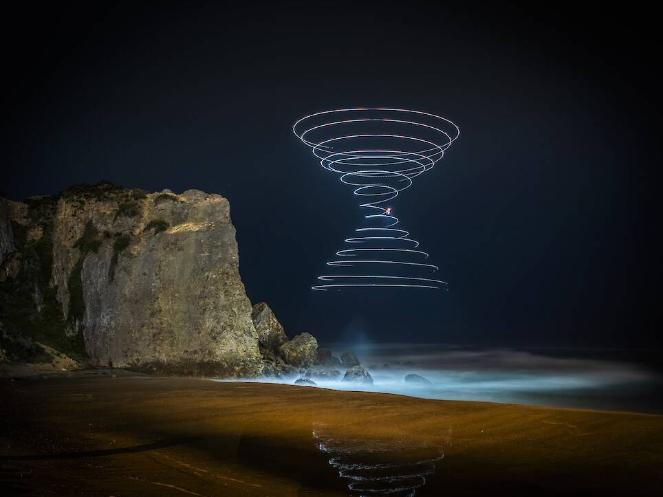 Elliot McGucken Suspends Einstein’s ‘Light Cones’ Over Desert Expanses