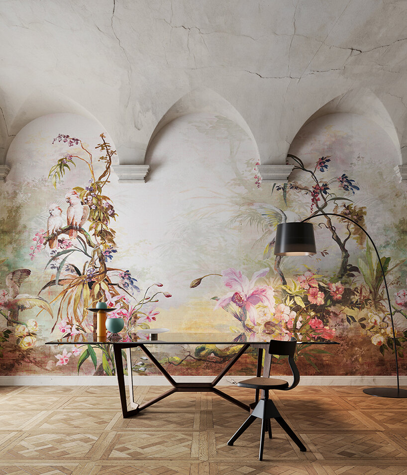 Exotic and painterly vistas unfold across inkiostro bianco’s fine art wallpapers