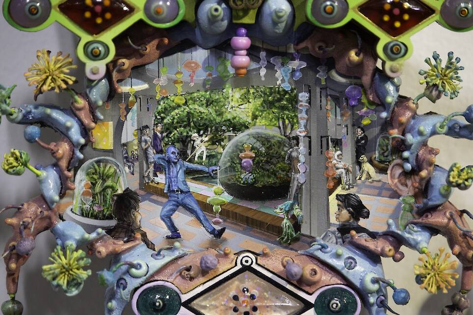 A Visual Cacophony of People, Places, and Things Fill Chris Millar’s Mixed-Media Paintings