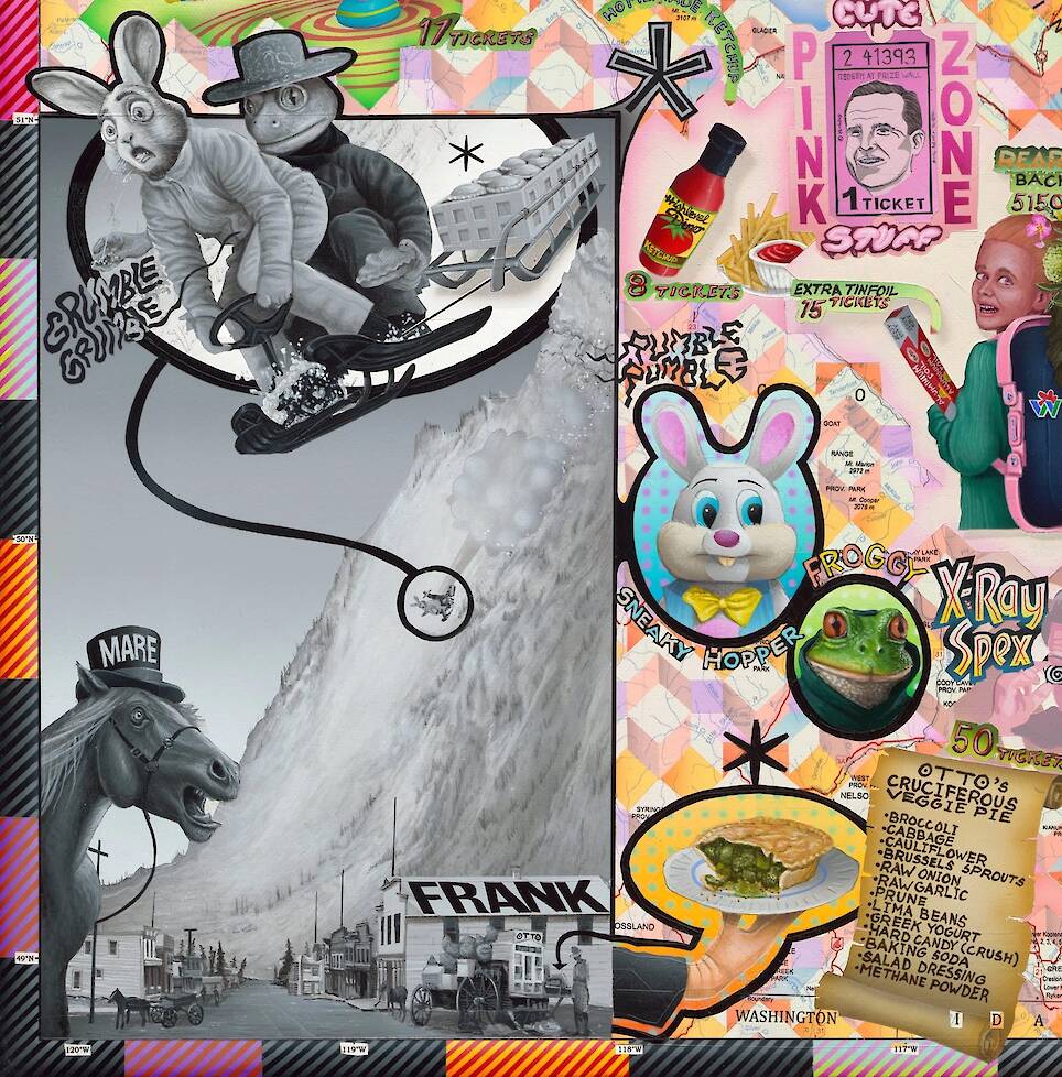 A Visual Cacophony of People, Places, and Things Fill Chris Millar’s Mixed-Media Paintings