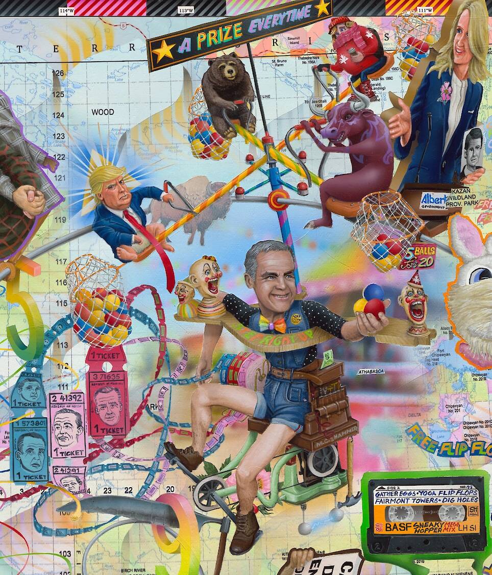 A Visual Cacophony of People, Places, and Things Fill Chris Millar’s Mixed-Media Paintings