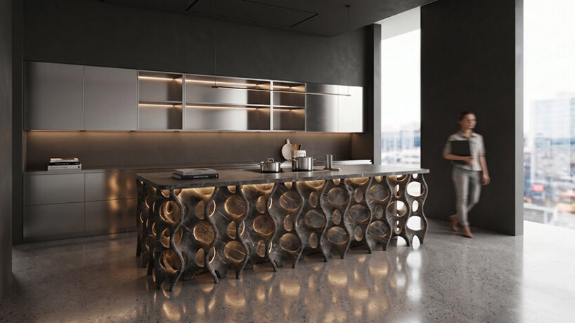 Robotic carving transforms reclaimed stone waste into porous modular system