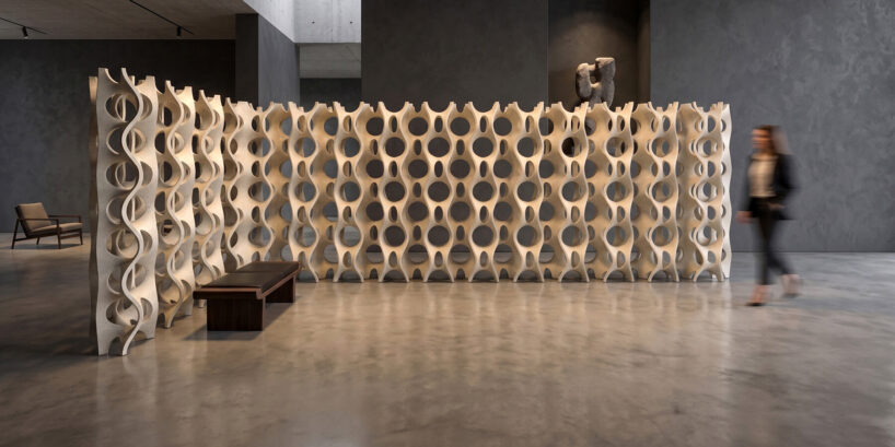 Robotic carving transforms reclaimed stone waste into porous modular system
