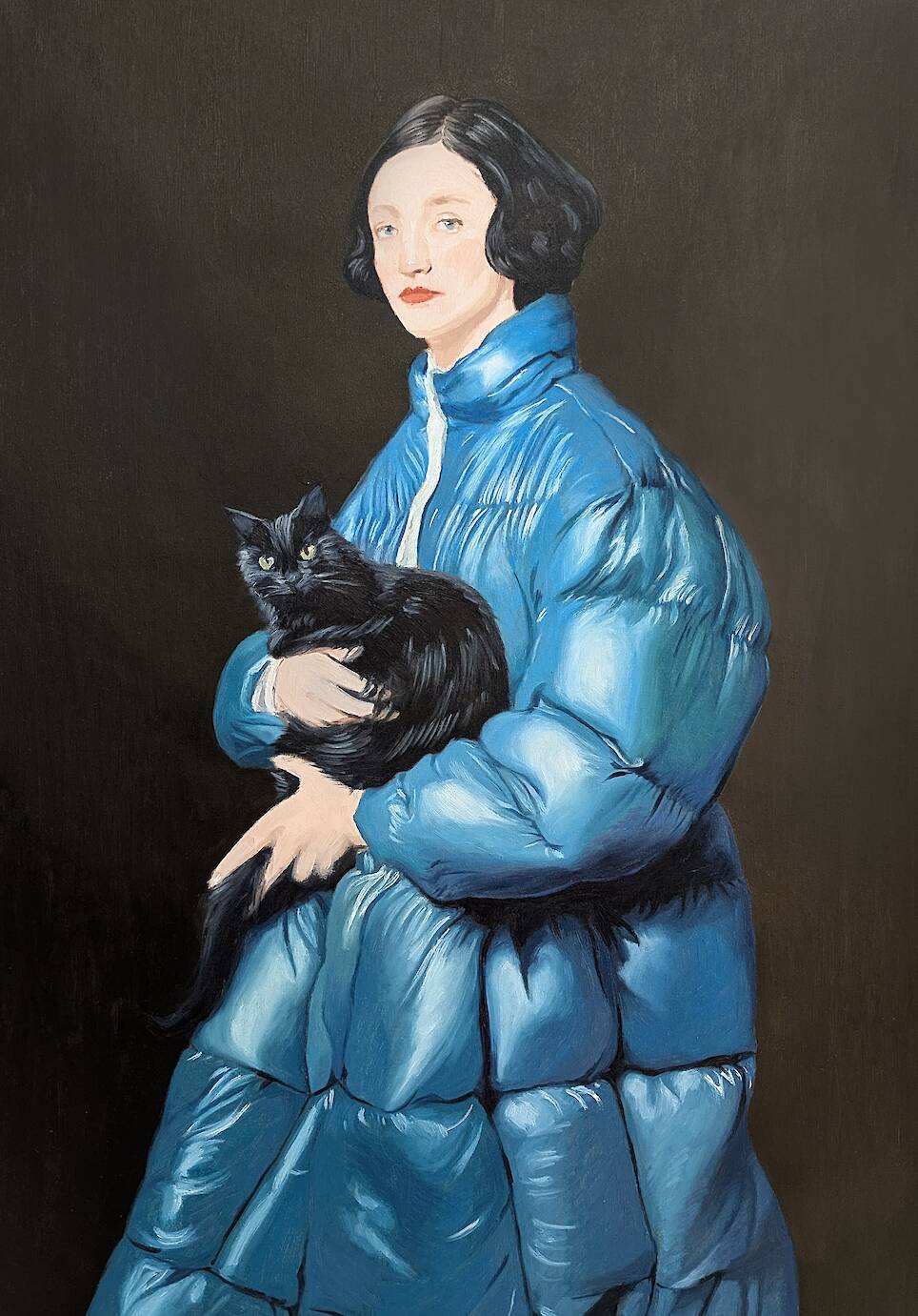 Women Sport Puffer Coats in Bold Baroque Portraits by Nieves González