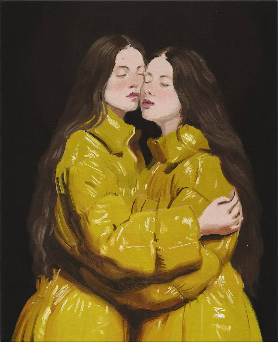 Women Sport Puffer Coats in Bold Baroque Portraits by Nieves González
