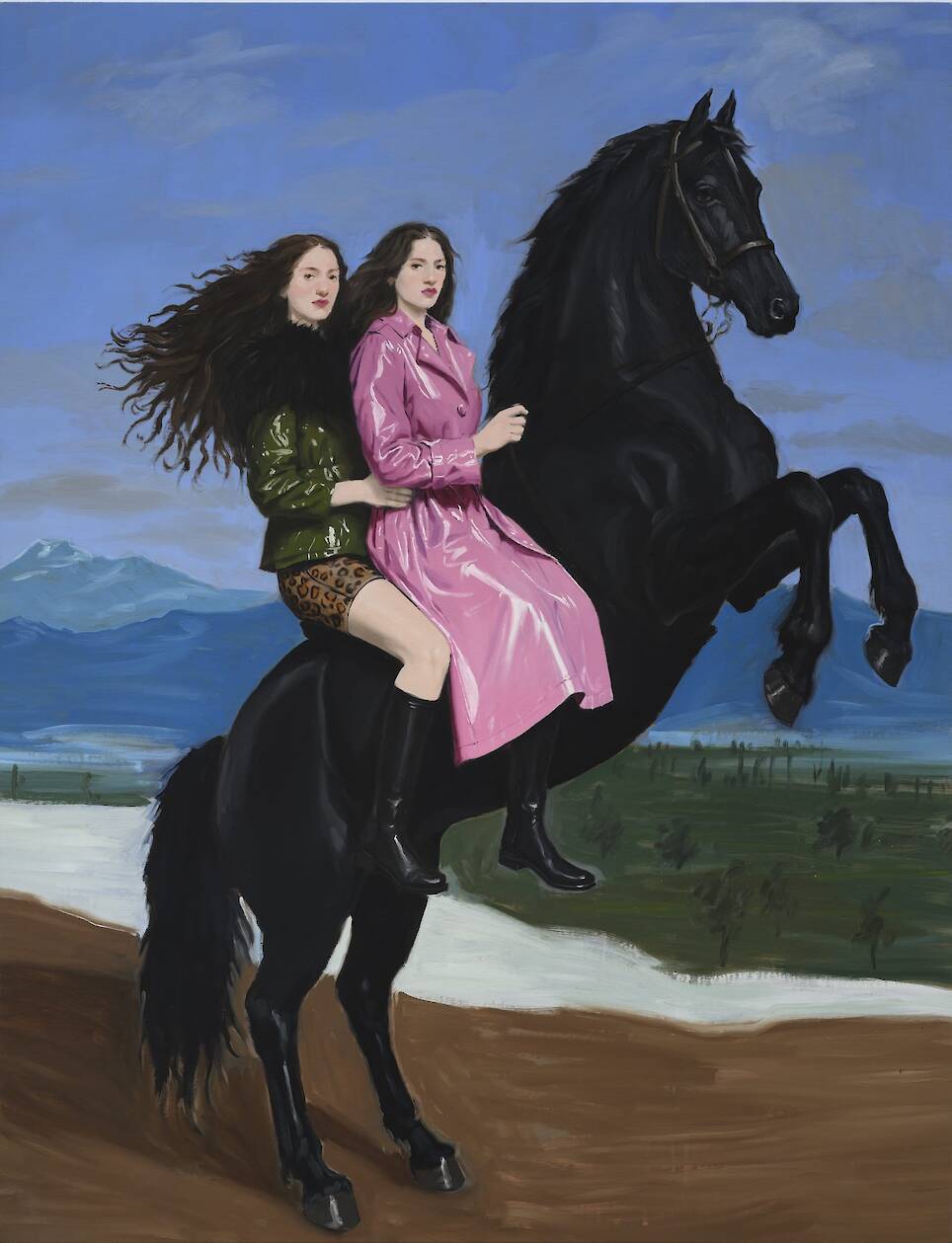 Women Sport Puffer Coats in Bold Baroque Portraits by Nieves González