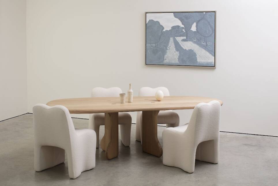 Faye Toogood unveils ‘Bone, Roll, Slump’, a swollen, sculptural furniture collection that feels...