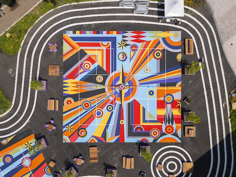 Pittsburgh’s Pickleball Courts by Sharmistha Ray Are an Abstract Riot of Color