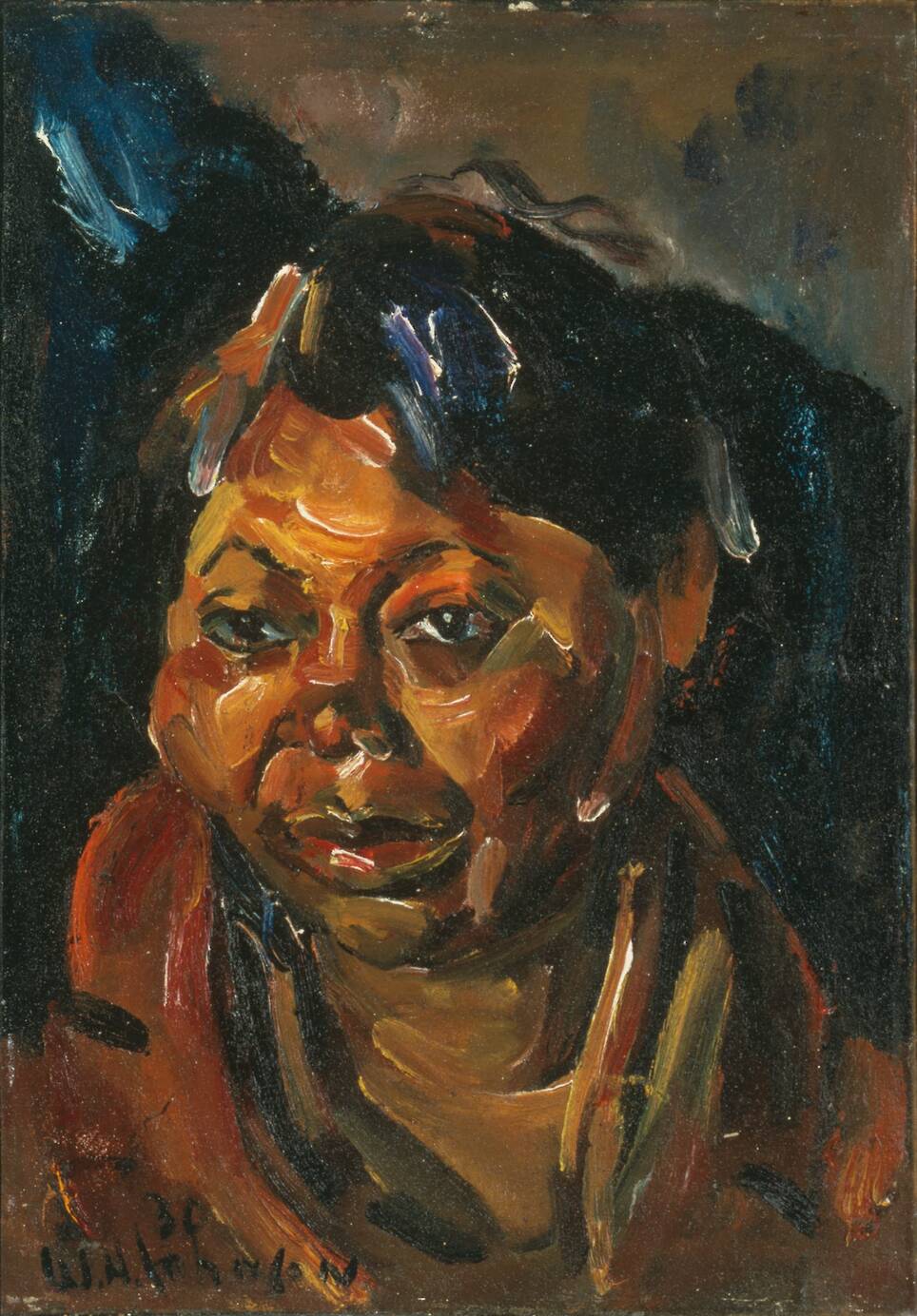 William H. Johnson, "Minnie" (1930), oil on canvas, 17 x 12 1/8 inches