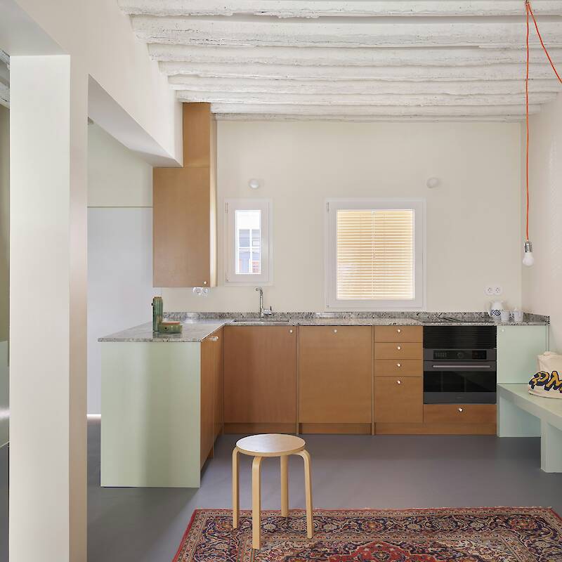 The Yellow Steel Prop in This Stripped-Back Madrid Townhome Made Us Do a Double Take
