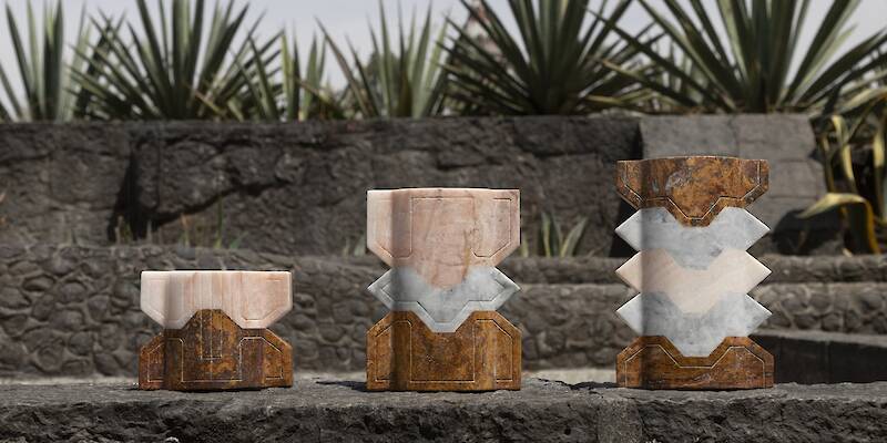 Pyramids and maya forms shape coco brun and sten studio’s stone vessels
