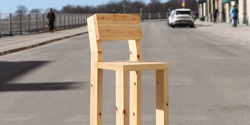 Martin Labbé builds pine chair without a single screw in Stockholm