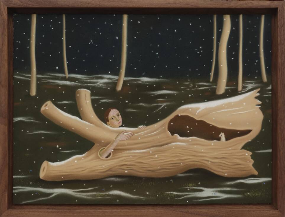 “Ermine” (2026), pastel on paper, 13 3/8 x 18 1/8 inches