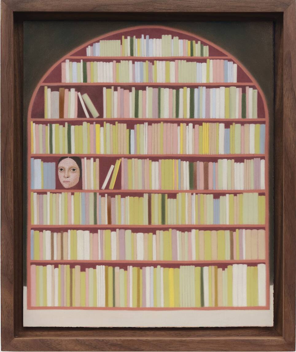 “Library” (2026), pastel on paper, 12 3/4 x 10 3/8 inches