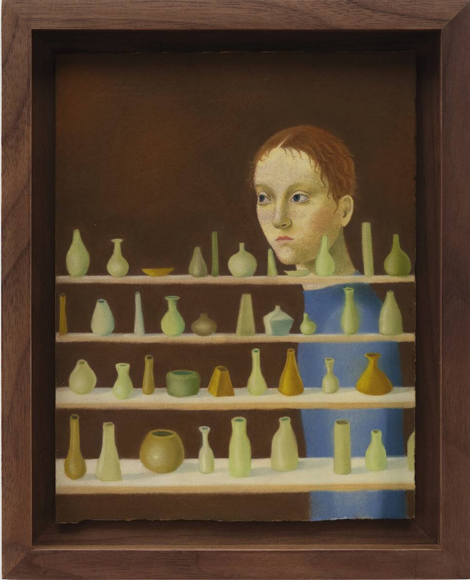 “Lachrymatories” (2025), pastel on paper, 8 1/8 x 6 1/4 inches