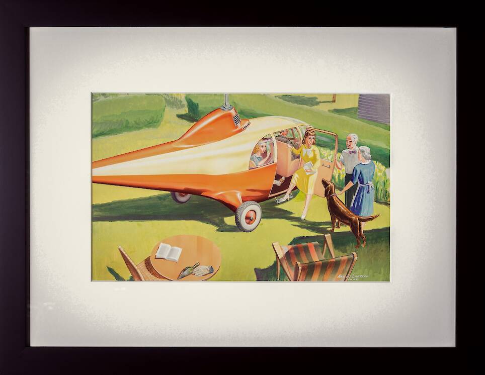 <p>Alexis V. Lapteff, Family Departing Visit with Grandparents in their Commuter Helicopter, 1947</p>