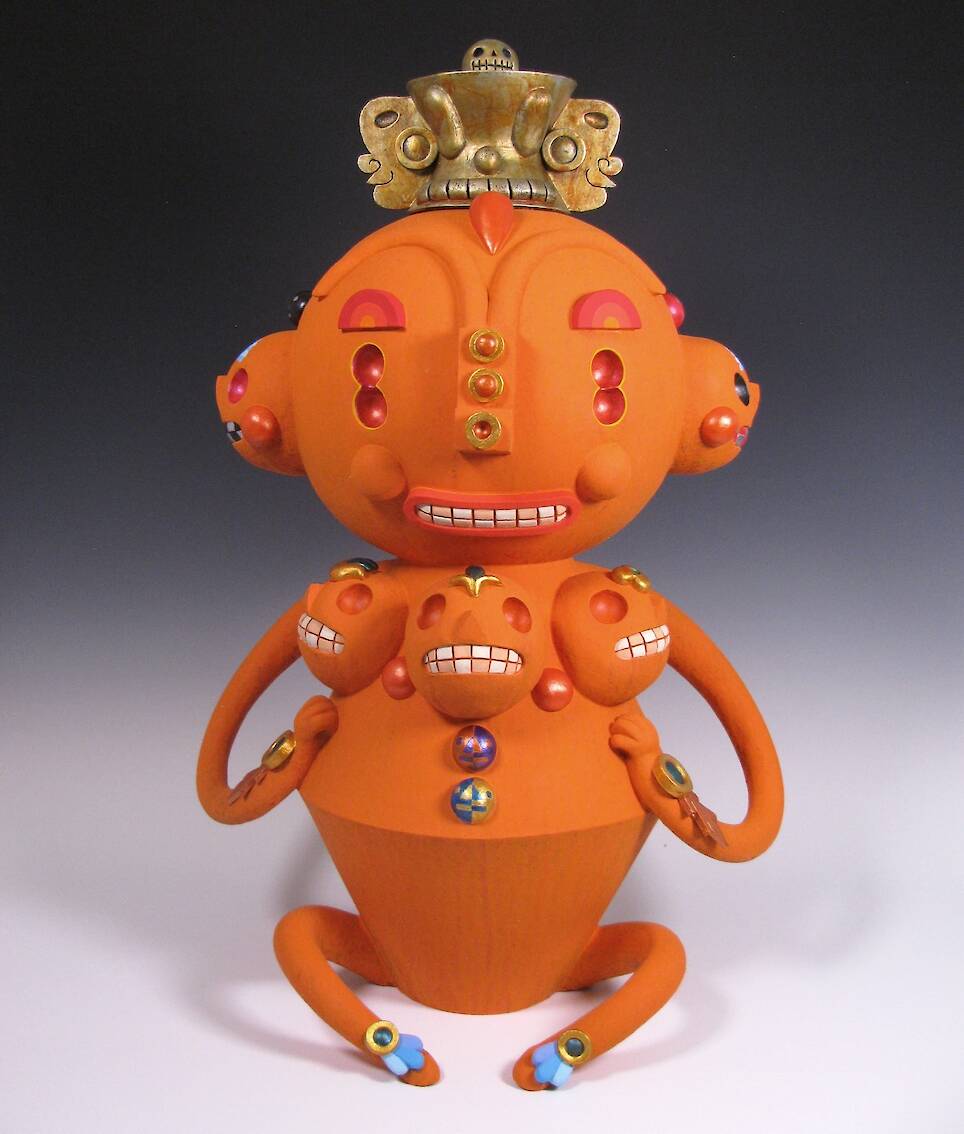 “The Duchess of Digital Data” (2026), ceramic with acrylic and metallic paint, 25.5 x 16 x 11 inches