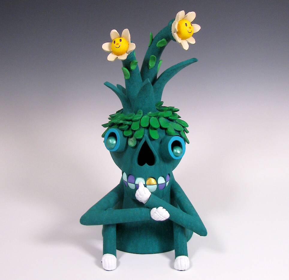 “The Hope for Environmental Renewal” (2026), ceramic with acrylic and metallic paint, 15 x 8 x 8 inches