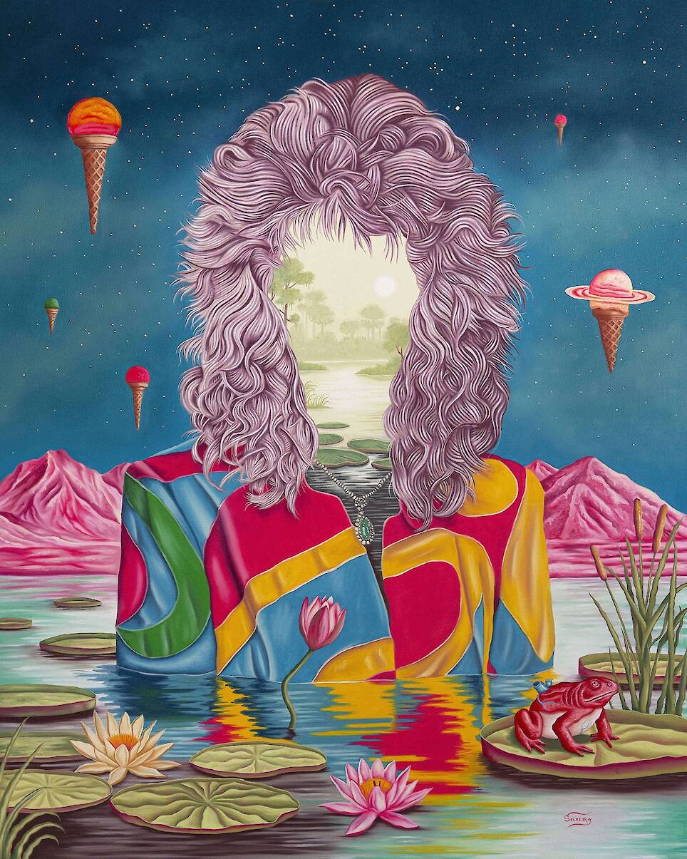 “Cosmic Bioma” (2026), oil painting on canvas, 80 x 100 centimeters