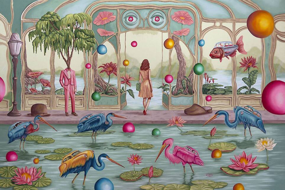 “Exit” (2026), oil painting on canvas, 150 x 100 centimeters