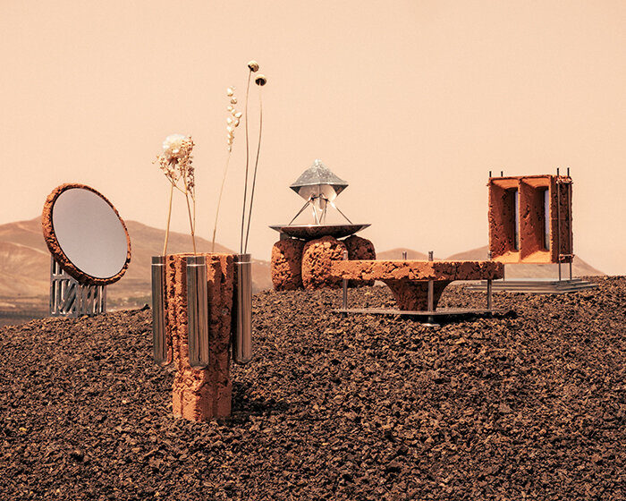 recycled aerospace steel and rammed earth shape homeware collection for life on mars